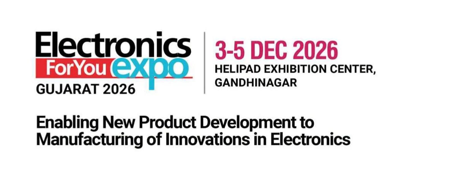 EFY Expo Gujarat 2026 poster: 3–5 December 2026, Helipad Exhibition Centre, Gandhinagar